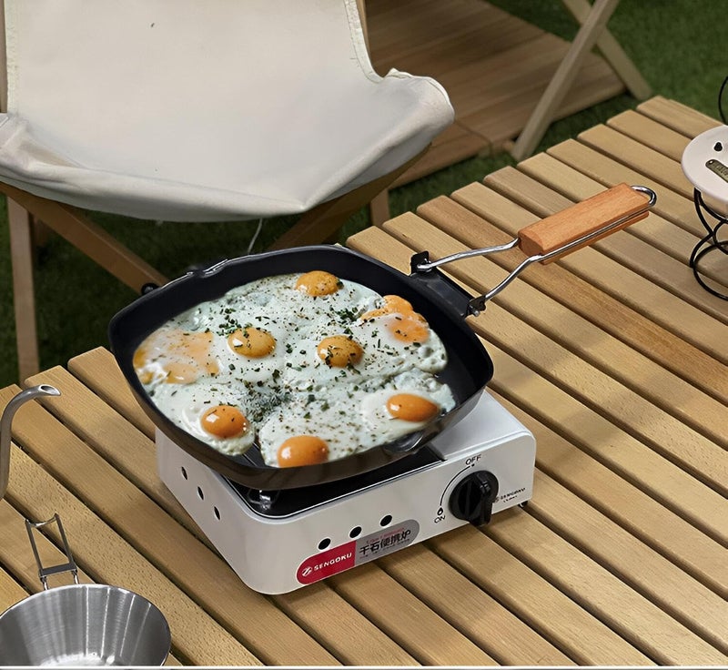 Griddle Pan - Premium Non-Stick Square Cast Iron Skillet Designed for Perfectly Grilling Steaks, Seafood, Bacon, and Fresh Vegetables Each Time You Cook (20 سم) - Image 1