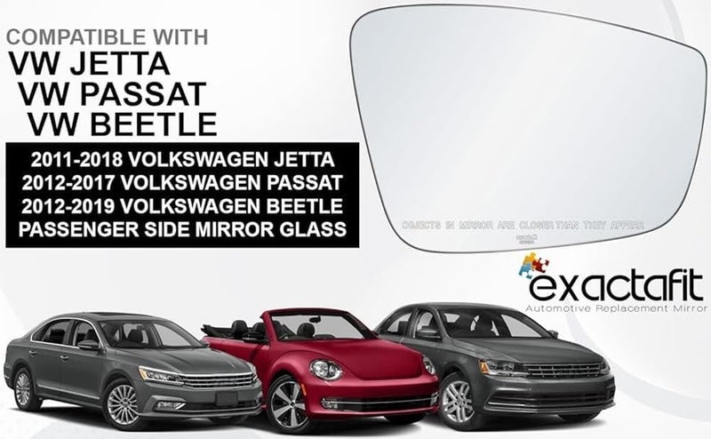 Rugged TUFF Passenger Side Rear View Mirror Glass Replacement for Volkswagen Beetle, Jetta, Passat - Exactafit 8933R - Image 5