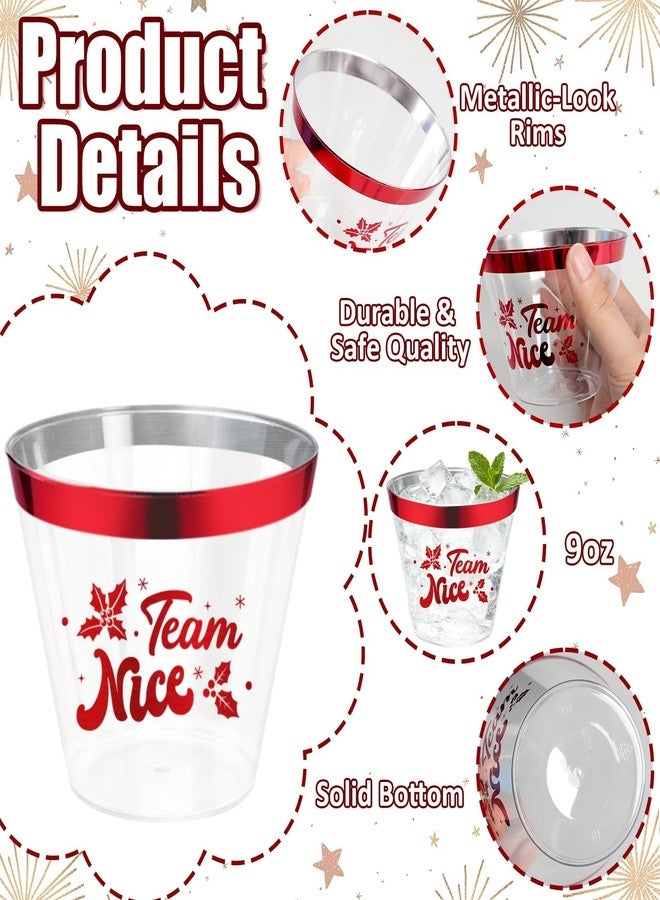 CUPLOOV 60Pcs Naughty or Nice Christmas Party Decorations Cups - 9Oz Naughty and Nice Christmas Red Green Disposable Plastic Drinking Cups for Xmas Wedding Thanksgiving Birthday Holiday Party Supplies - Image 3