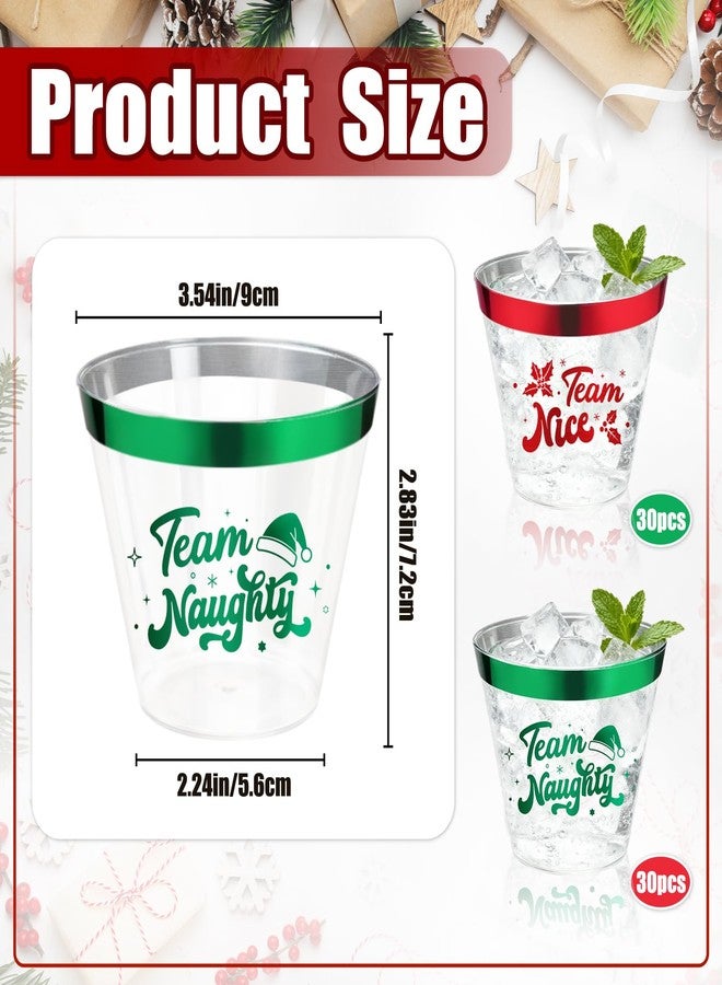 CUPLOOV 60Pcs Naughty or Nice Christmas Party Decorations Cups - 9Oz Naughty and Nice Christmas Red Green Disposable Plastic Drinking Cups for Xmas Wedding Thanksgiving Birthday Holiday Party Supplies - Image 2