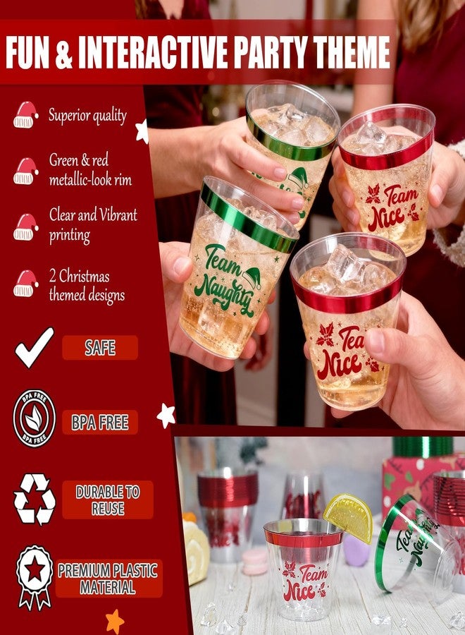CUPLOOV 60Pcs Naughty or Nice Christmas Party Decorations Cups - 9Oz Naughty and Nice Christmas Red Green Disposable Plastic Drinking Cups for Xmas Wedding Thanksgiving Birthday Holiday Party Supplies - Image 5