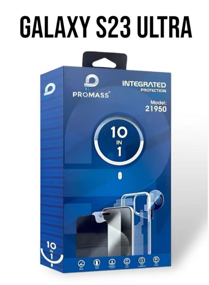 PROMASS Protection package (10in1) for the Samsung Galaxy S23 Ultra, integrated and original package from Promas, resistant to breakage and scratches - Image 1