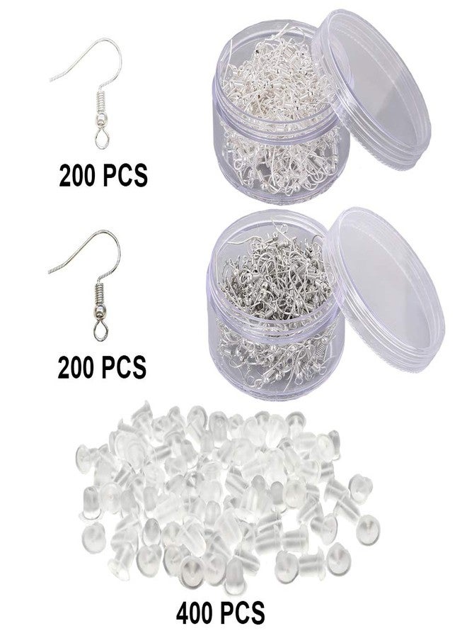 CBLUO Earring Hooks with Earring Backs Set Surgical Stainless Steel Ear Hooks Soft Silicone Earring Backings for DIY Jewelry Making Hypoallergenic Bead Spring Fish Hook Earrings Accessories 400 Pack - Image 2