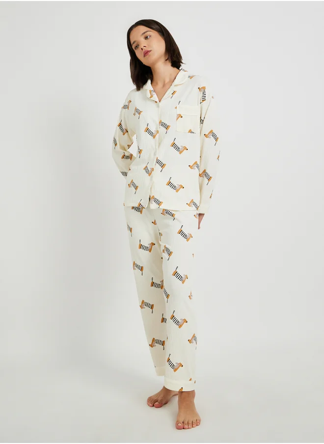 Take Two Take Two Peppy Print Long Sleeve Shirt and Pyjama Set