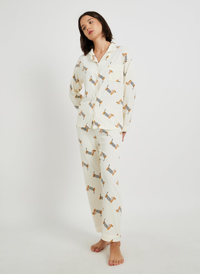 Take Two Take Two Peppy Print Long Sleeve Shirt and Pyjama Set  - Image 1