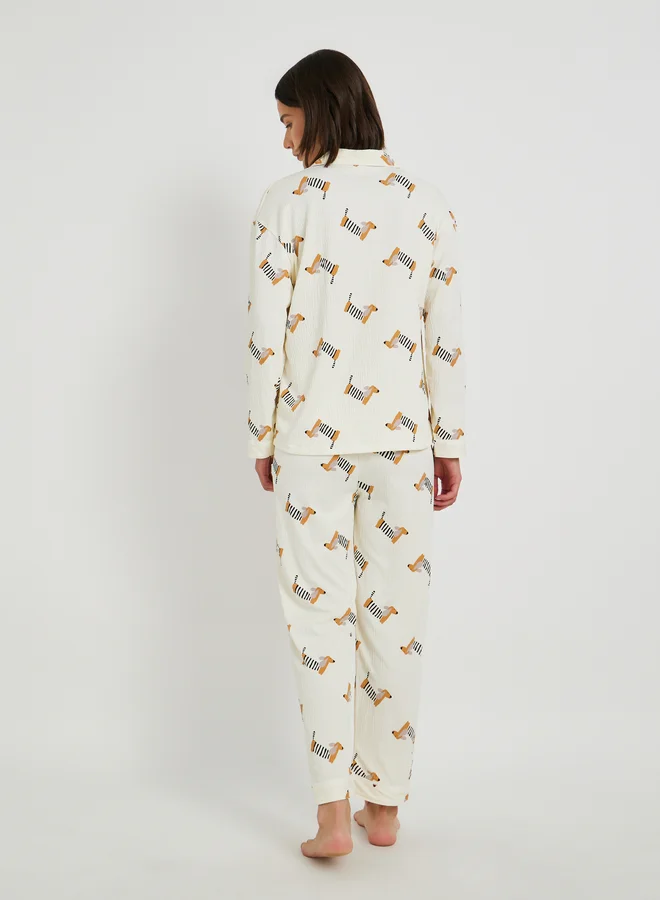 Take Two Take Two Peppy Print Long Sleeve Shirt and Pyjama Set