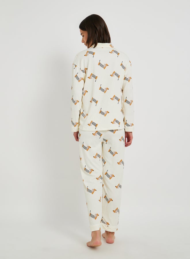 Take Two Take Two Peppy Print Long Sleeve Shirt and Pyjama Set  - Image 4
