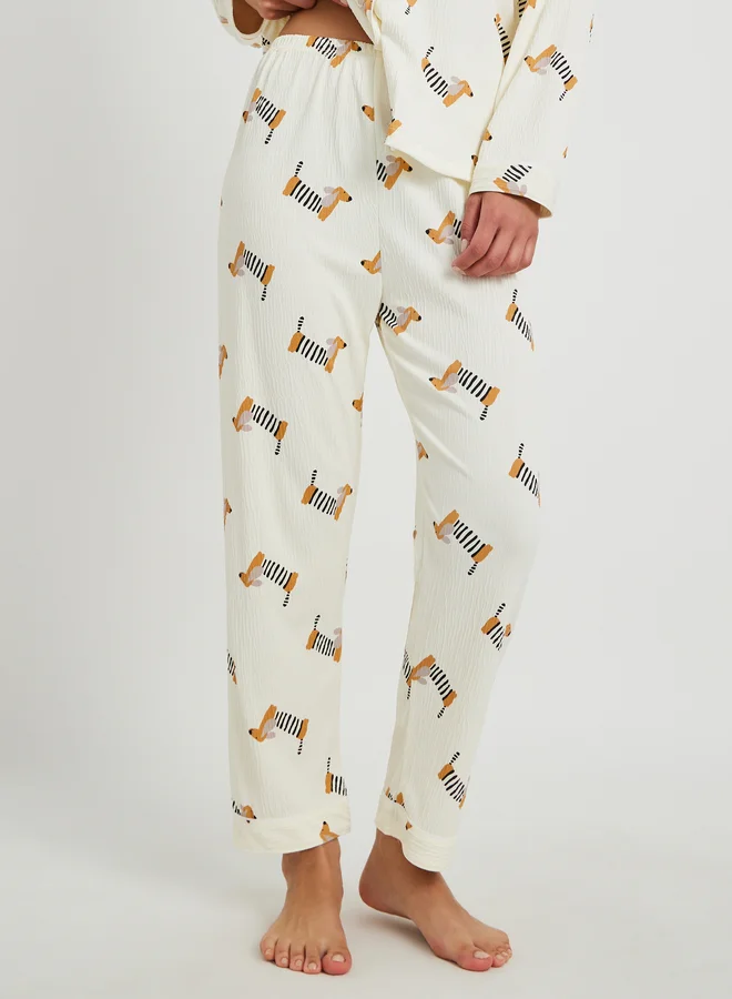 Take Two Take Two Peppy Print Long Sleeve Shirt and Pyjama Set
