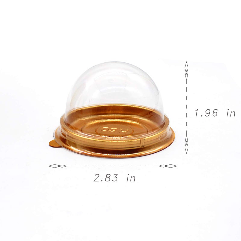 MR.FOAM Clear Plastic Mini Cupcake Container 50 PC Desk Pet Containers Mooncake Boxes Muffin Pod Dome Desk Pet Holders Individual Cupcake Containers Plastic Disposable (Golden  50pc) - Image 2