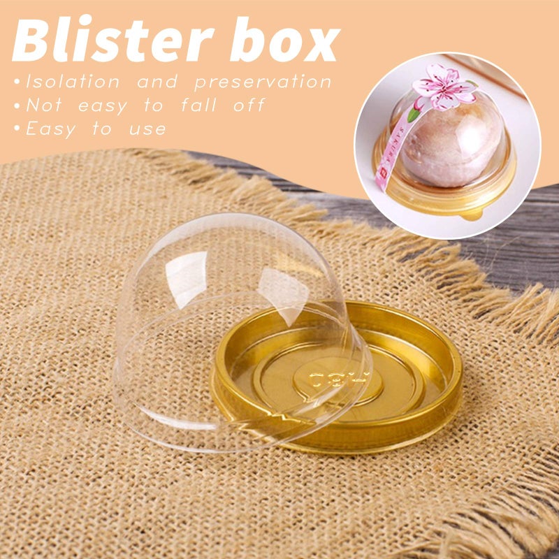 MR.FOAM Clear Plastic Mini Cupcake Container 50 PC Desk Pet Containers Mooncake Boxes Muffin Pod Dome Desk Pet Holders Individual Cupcake Containers Plastic Disposable (Golden  50pc) - Image 3
