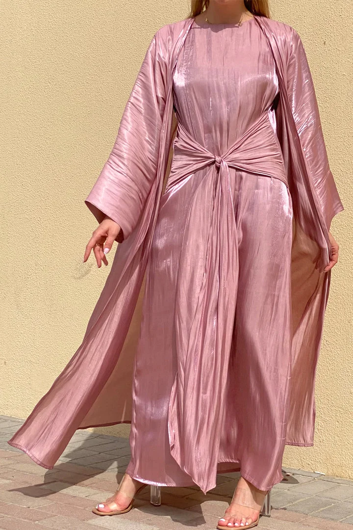 Moistreet 3 Piece Shimmer Abaya Set