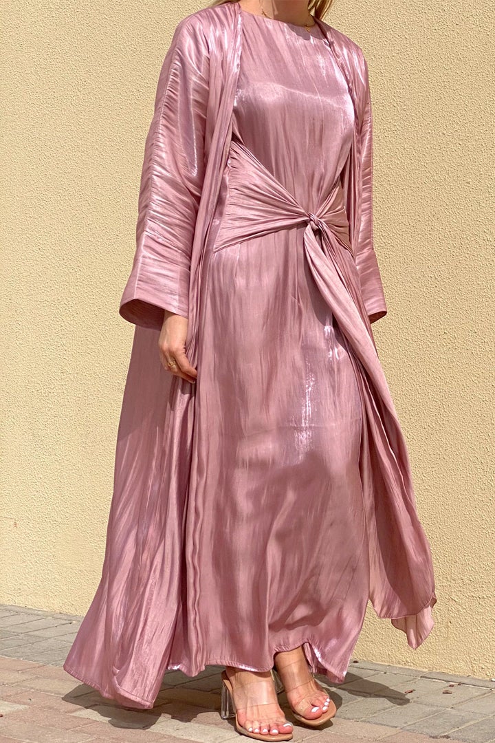 Moistreet 3 Piece Shimmer Abaya Set - Image 1