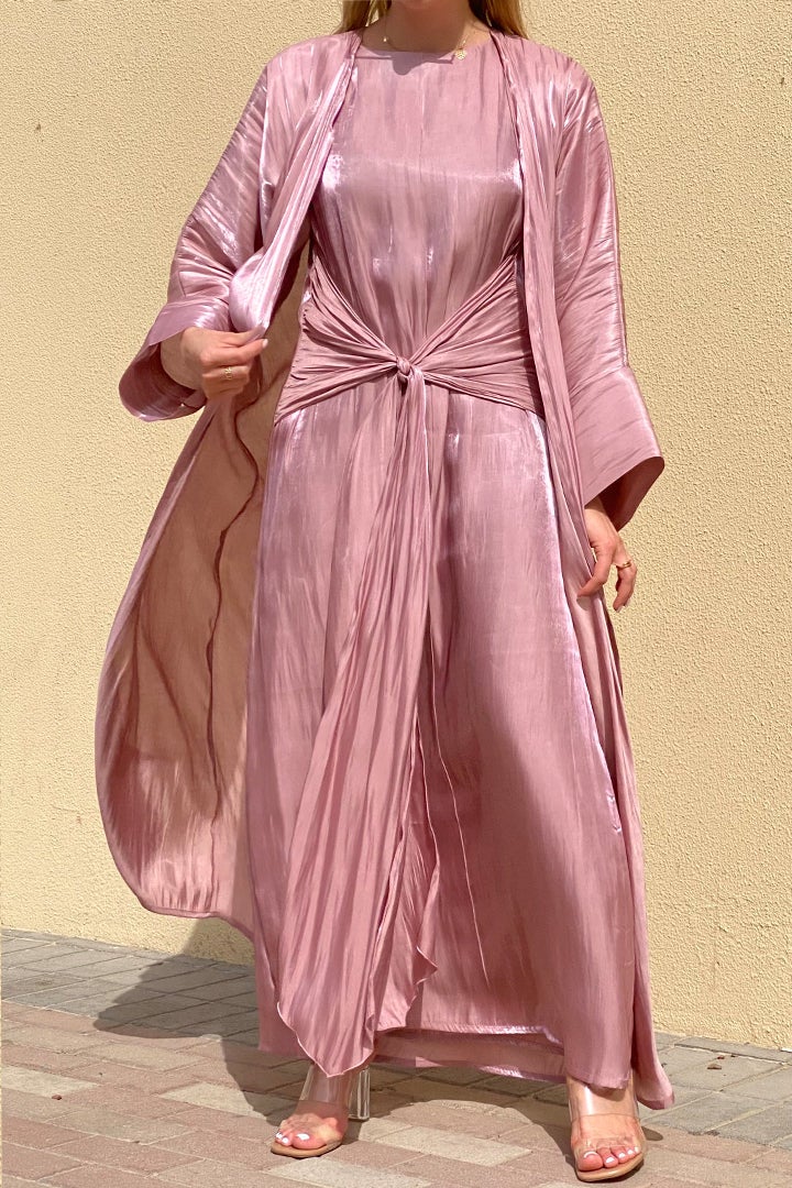 Moistreet 3 Piece Shimmer Abaya Set - Image 4