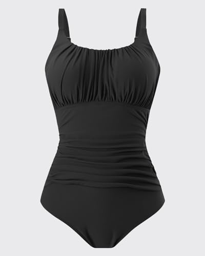 TcIFE Women's One Piece Swimsuit Ruched Tummy Control Square Neck Bathing Suits - Image 4