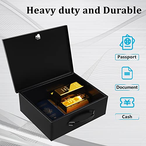 Dalmbox Portable Metal Safe Box with Key Lock - Fire Resistant Storage for Documents, Car, Home and Outside - X Large 13.2"x 11"x 5.1" Black Box - Image 4