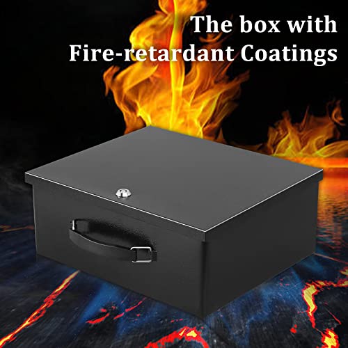 Dalmbox Portable Metal Safe Box with Key Lock - Fire Resistant Storage for Documents, Car, Home and Outside - X Large 13.2"x 11"x 5.1" Black Box - Image 3