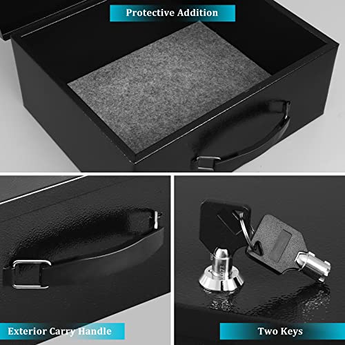Dalmbox Portable Metal Safe Box with Key Lock - Fire Resistant Storage for Documents, Car, Home and Outside - X Large 13.2"x 11"x 5.1" Black Box - Image 5