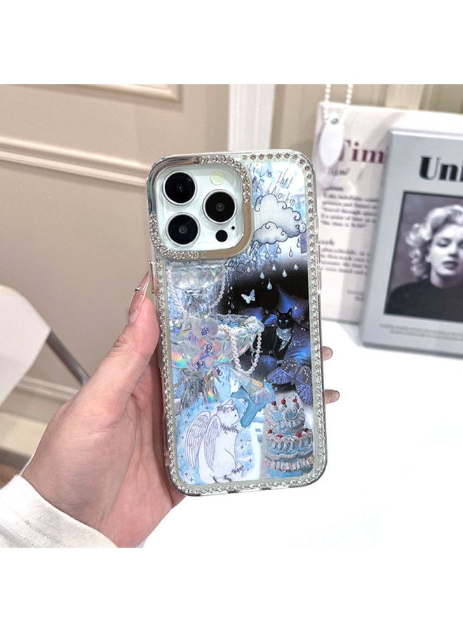 Black And White Cat Suitable For Iphone17air Flash Diamond Star Mobile Phone Case Apple 16pro Diamond Protective Cover