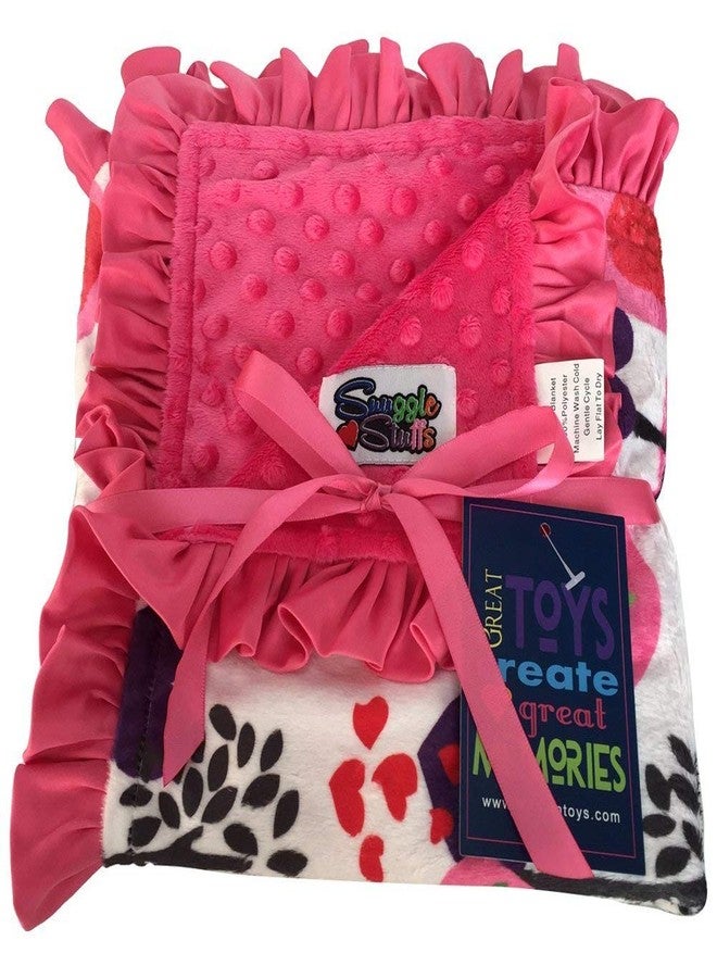 Snuggle Stuffs Baby Girls Reversible Minky Velboa Stroller Blanket (Safari/Hot Pink) - Image 1