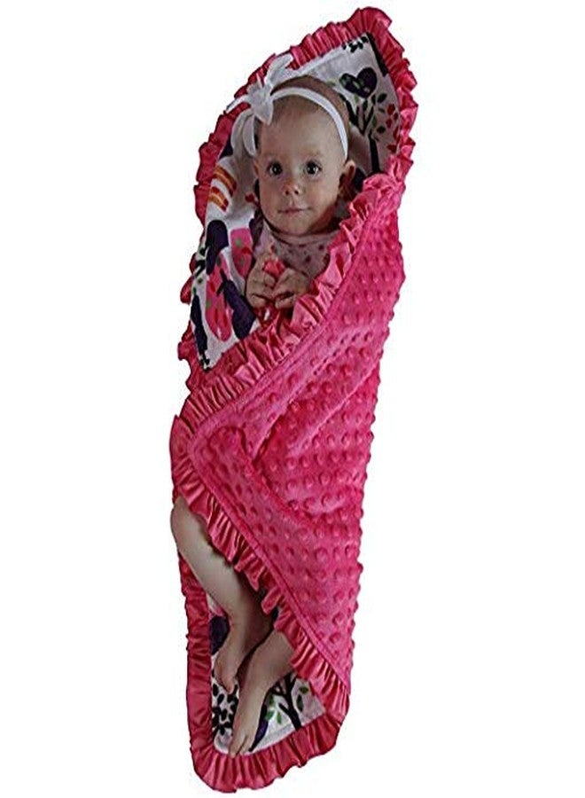 Snuggle Stuffs Baby Girls Reversible Minky Velboa Stroller Blanket (Safari/Hot Pink) - Image 4