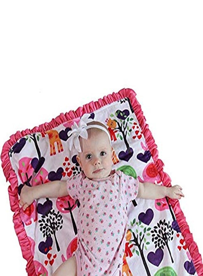 Snuggle Stuffs Baby Girls Reversible Minky Velboa Stroller Blanket (Safari/Hot Pink) - Image 2