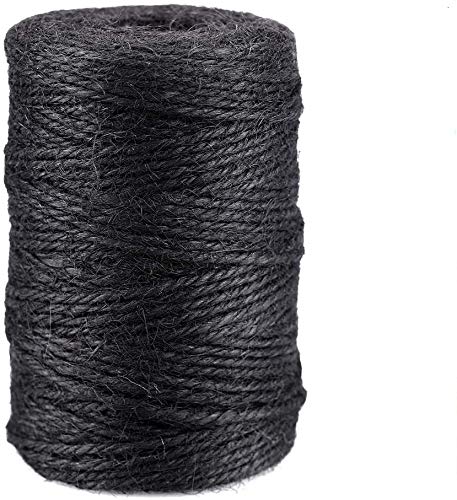 KINGLAKE KINGLAKE 328 Feet Jute Twine Black Gift Twine String Durable Packing String for Gift Wrapping Arts  Crafts Decoration