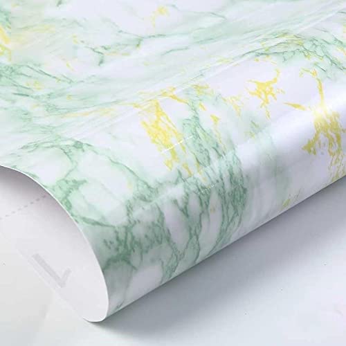 Wolpin Wall Stickers Marble Wallpaper Furniture (45 x 300 cm) PVC DIY Self Adhesive, White and Green Decorative Wallpaper - Image 4
