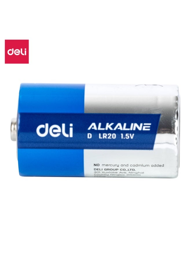 Deli Alkaline D Batteries – LR20 1.5V, Long-Lasting Power for High-Drain Devices – Pack of 2 -E82910 - Image 1