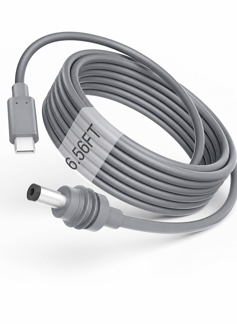 FLOWING Starlink Mini Cable 10FT Starlink Mini USB C to DC Power Cable 18AWG PD 100W Input USB Type C to Barrel Power Cord 5.5 * 2.1mm Compatible with Power Bank 100W+ PD Source Waterproof Gray 6.56FT/2M - Image 1