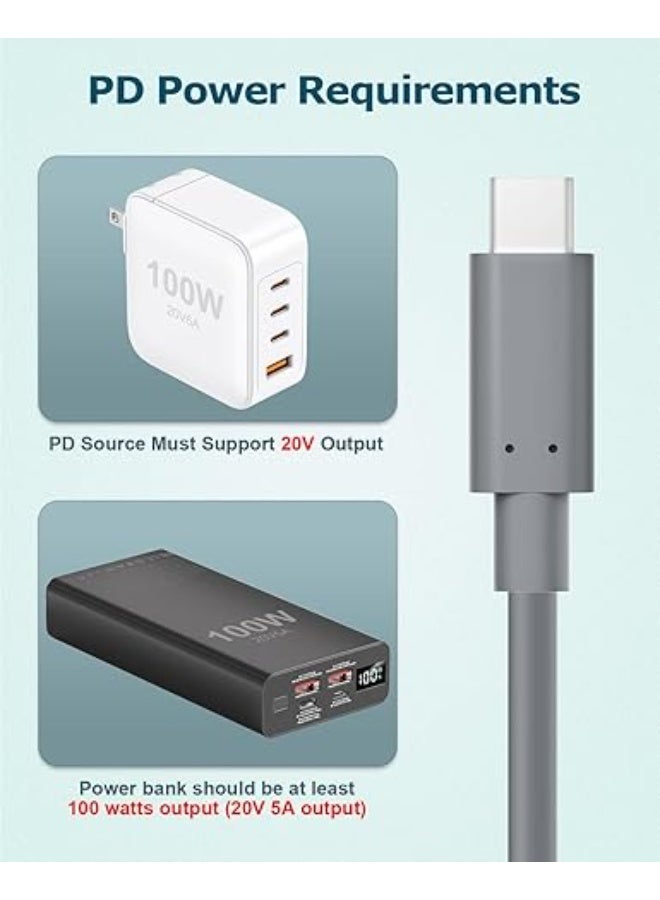 FLOWING Starlink Mini Cable 10FT Starlink Mini USB C to DC Power Cable 18AWG PD 100W Input USB Type C to Barrel Power Cord 5.5 * 2.1mm Compatible with Power Bank 100W+ PD Source Waterproof Gray 6.56FT/2M - Image 4