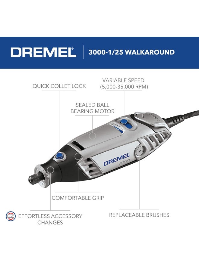 DREMEL - 3000 1 25 Variable Speed Rotary Tool Kit 1 Attachment And 25 Accessories Ideal For Routing Metal Cutting Wood Carving Polishing Grinding And Engraving - Image 1