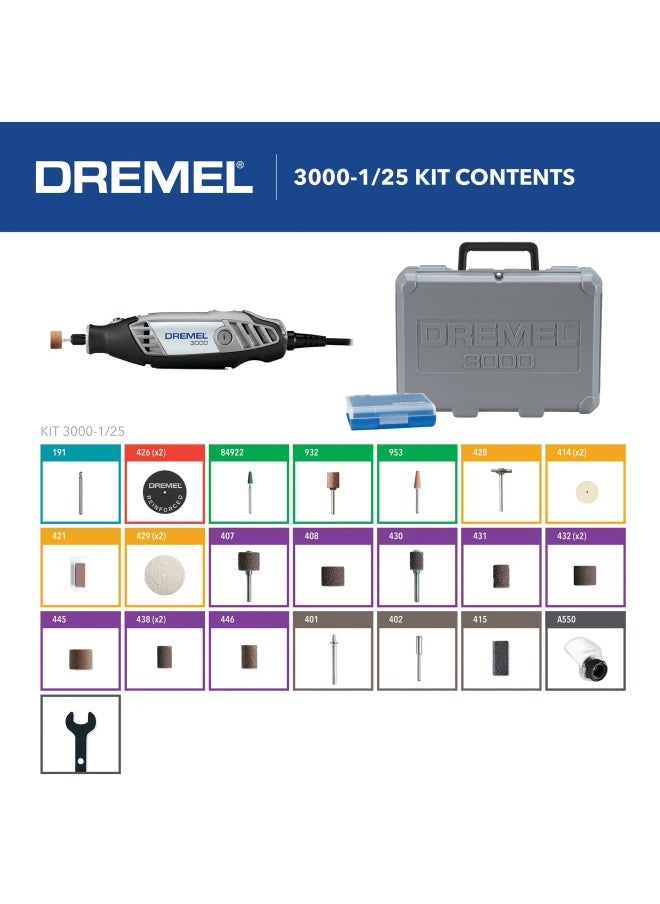 DREMEL - 3000 1 25 Variable Speed Rotary Tool Kit 1 Attachment And 25 Accessories Ideal For Routing Metal Cutting Wood Carving Polishing Grinding And Engraving - Image 1