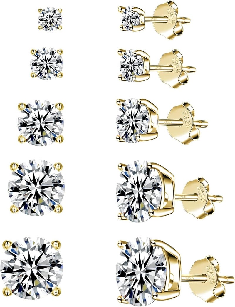 Fcebsty Store 925 Sterling Silver Stud earrings Set | White Gold Plated Hypoallergenic Stud Earrings | Cubic Zirconia Stud Earrings for Women (2mm,3mm,4mm,5mm,6mm,7mm) 8 CZ colors options - Image 1