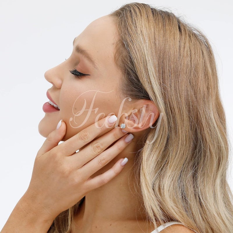 Fcebsty Store 925 Sterling Silver Stud earrings Set | White Gold Plated Hypoallergenic Stud Earrings | Cubic Zirconia Stud Earrings for Women (2mm,3mm,4mm,5mm,6mm,7mm) 8 CZ colors options - Image 5