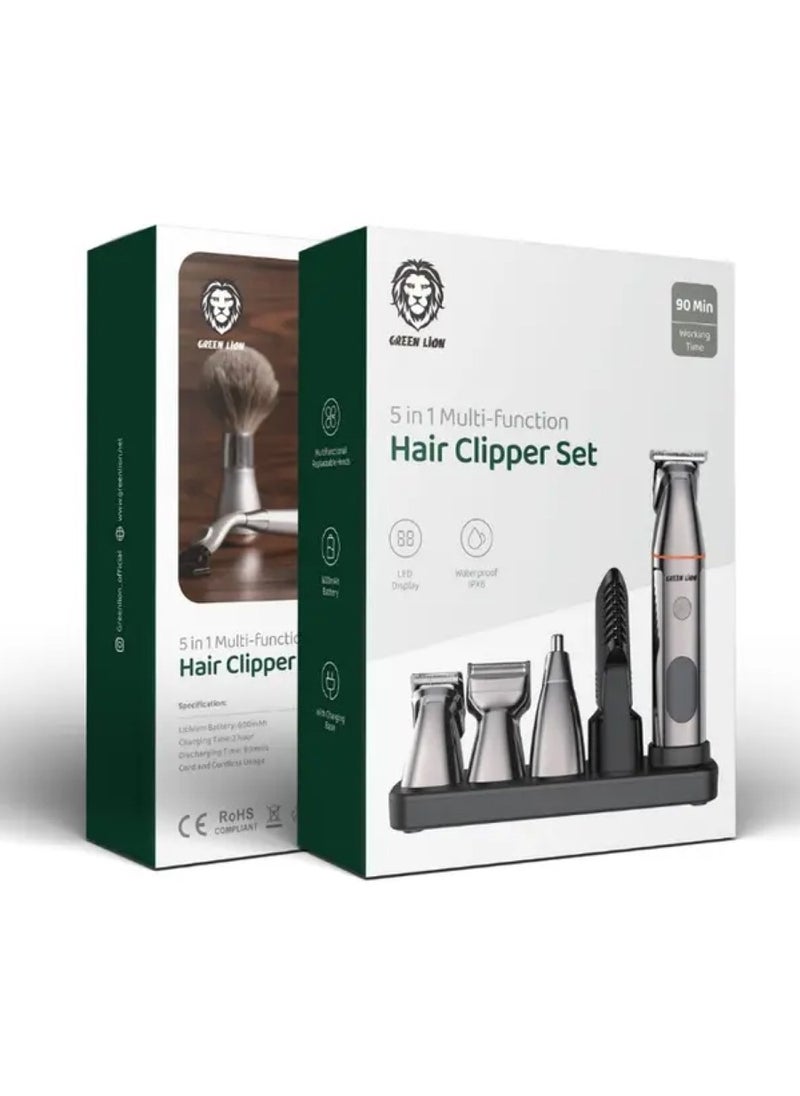 GREEN LION - 5 In 1 Multi-Function Hair Clipper Set 600mAh - Black - Image 1