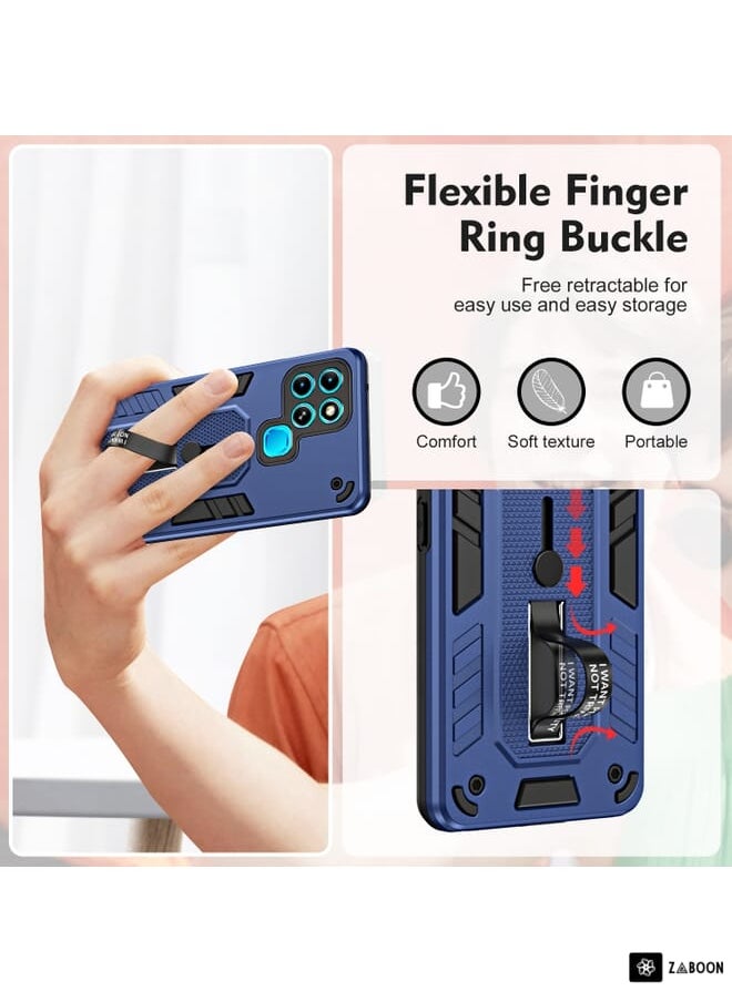 Green Tiger - For Infinix Smart 6 Variety Brave Armor Finger Loop Holder Phone Case(Blue) - Image 1