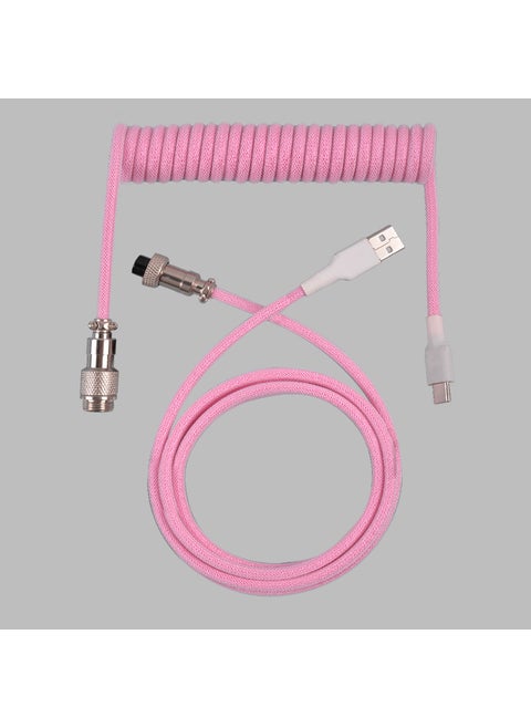Detachable Gaming Mechanical Keyboard Spring Cable Pink