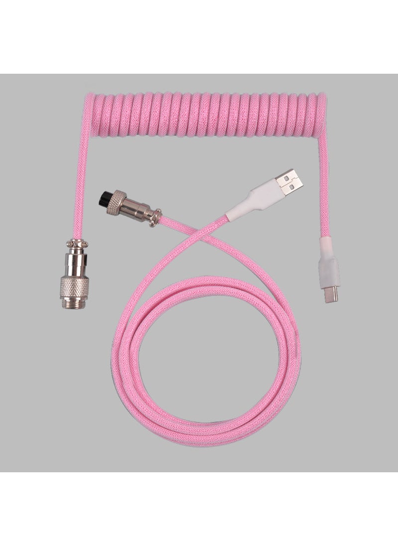Generic Detachable Gaming Mechanical Keyboard Spring Cable Pink 