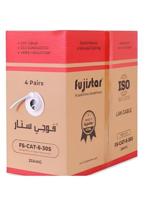 FS-CAT6-305 Fujistar Network Cable 305M UTP HQ High-Performance Ethernet Cable for Optimized Connectivity 2 Rolls per Carton