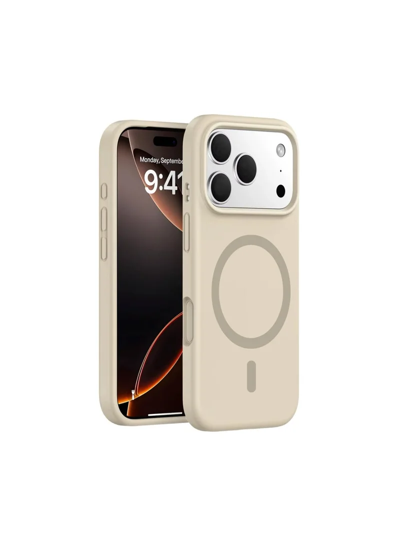 موبكوس جراب Mobcos iPhone 17 Pro Cream Elite Ring المصنوع من السيليكون الفاخر والمزود بخاصية الشحن اللاسلكي المغناطيسي | ملمس ناعم كالحرير | حماية فائقة ضد الصدمات بمعايير عسكرية | توافق مغناطيسي قوي | غطاء أنيق وفاخر