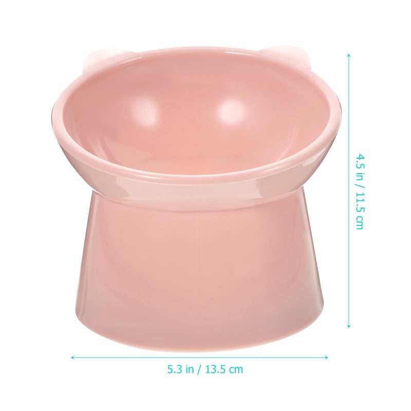 Pink Elevated Cat Food Bowl with Neck Guard Tilted Non Spill Slow Feeder for Small Pets - Image 3