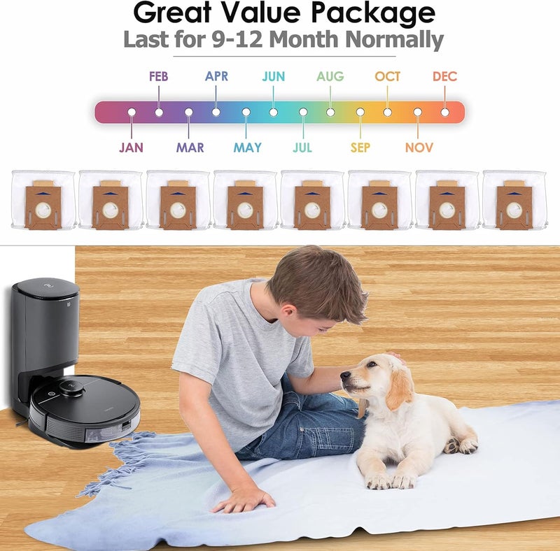 CHAIN PEAK (8 Pieces) Replacement Vacuum Bags for Ecovacs DEEBOT OZMO T8 AIVI T8 Max, AIVI & T8 Series, T9 T9+ N8 series DX93 DDX96, Robot Vacuum Cleaner Filter Bags, Replacement Canister Vacuum Bags - Image 2