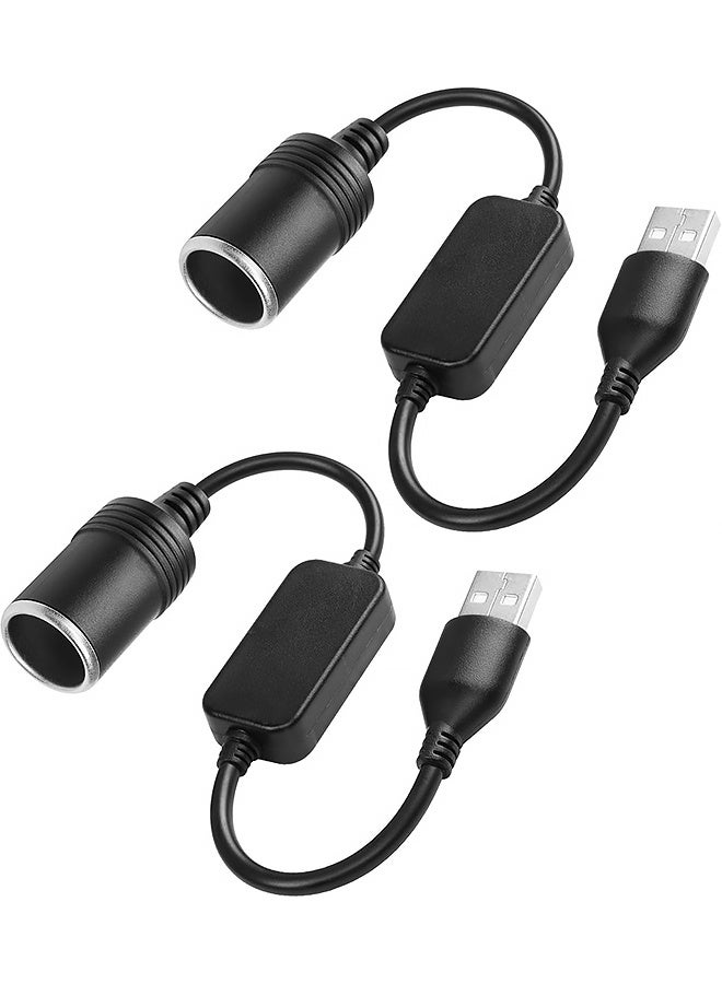 2PCS USBMale to 12V Car C*garette Lighter Socket Female Converter Cable Suitable for Converting Dash Cams Car Ambient Lights (Max 8W) - Image 1