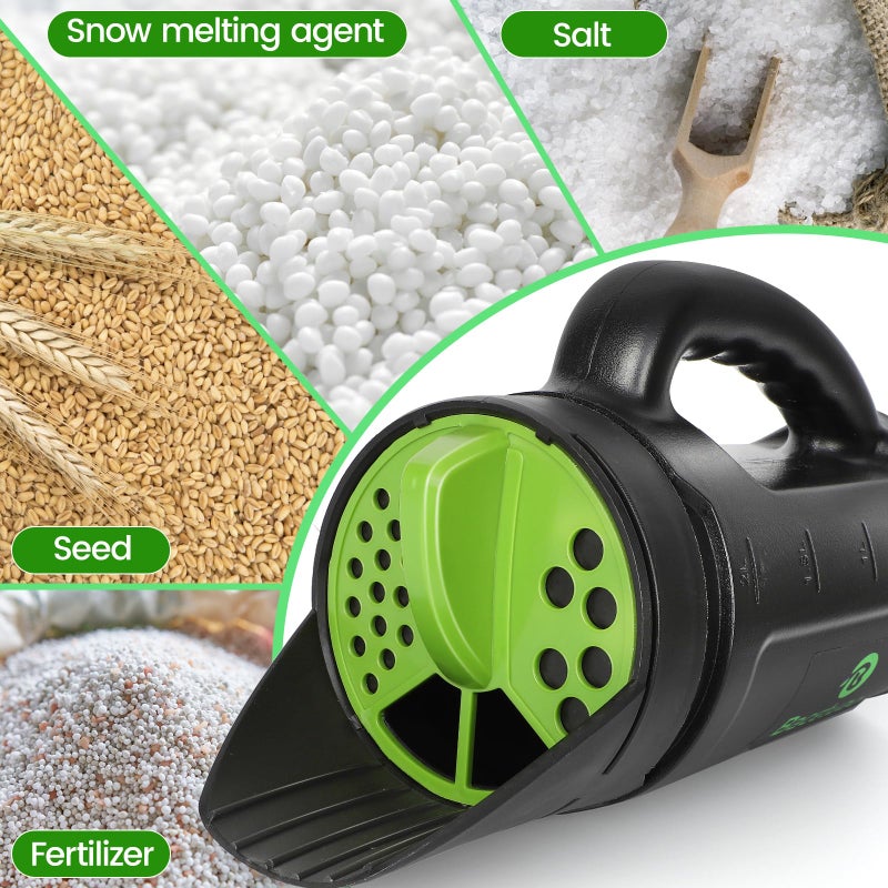 Bacetuao Hand Spreader Shaker, Multiple Adjustable Opening Sizes for All Purpose for Grass Seed, Fertilizer & Earth Food, Snow Salt, Ice and Snow Melt - Up to 80 Oz - Image 5