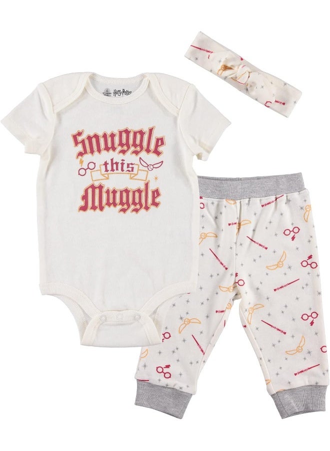 Harry Potter Harry Potter Baby Girls Layette Set: Bodysuit, Pants and Headband  - Image 1