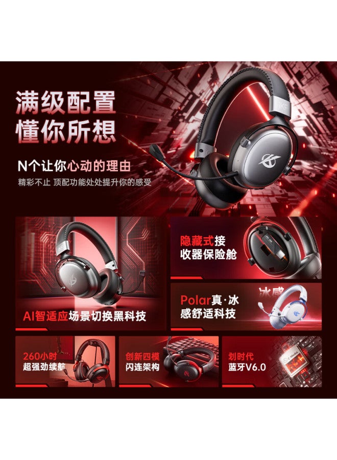 Ikf V11 Max Four-mode Gaming Headset, Over-ear Wireless Gaming Headset With Bluetooth And Wired Options, Fps-specific 7.1 Sound Field, Triangular Sound Positioning For Valorant And Other Games, White And Blue Color - Image 1