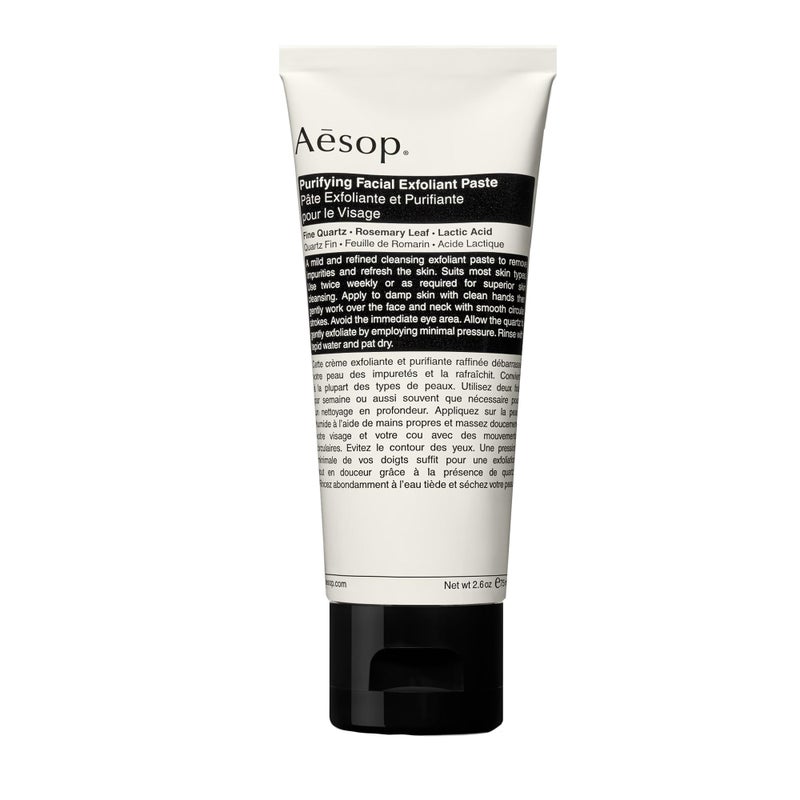 Aesop Purifying Facial Exfoliant Paste  Refresh Cleanse Soften Skin  Cream Based Cleanser Enhanced With Fine Quartz Rosemary Leaf Lactic Acid  26oz  75mL