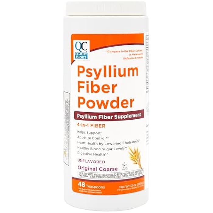 Quality Choice Psyllium Fiber Powder, Original Formula, 48 Doses for Daily Digestive System Support. Promotes Regularity with Gentle Soluble Fiber in Convenient Powder Formula - Image 1