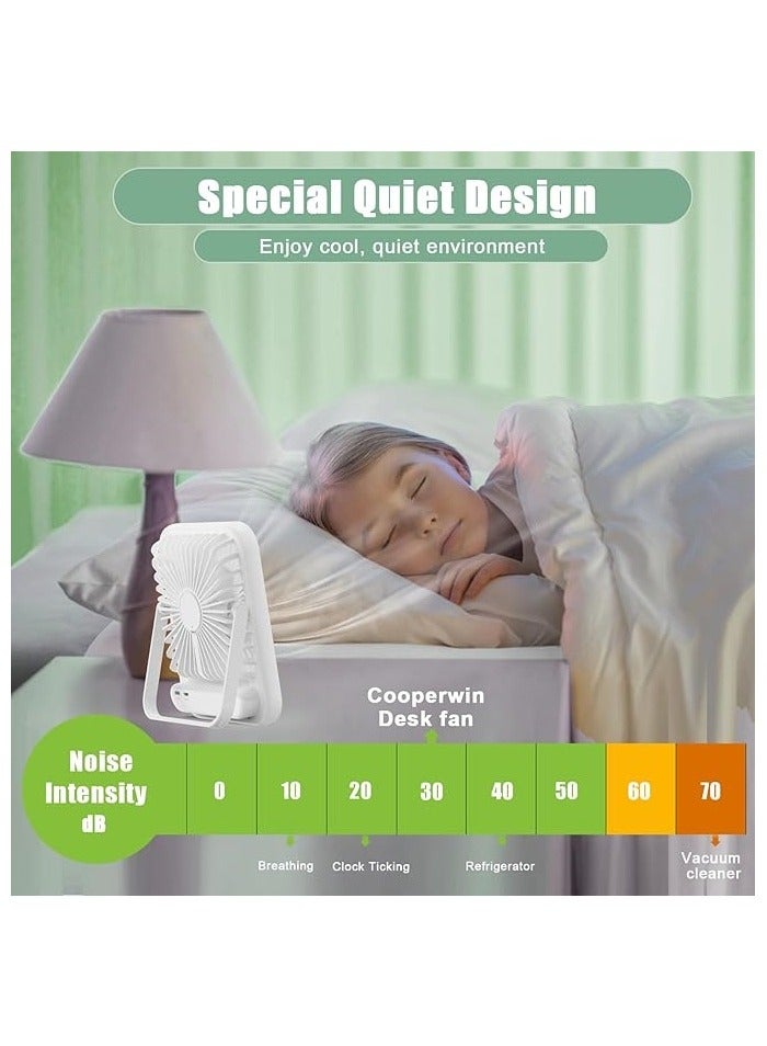 Travel Fan for Sleeping, Small Portable Fan Rechargeable Battery Powered, 100 Speeds Personal Mini Desk Fan for Office Bedroom, Cruise Ship Beach Vocation Travel Essentials - Image 3