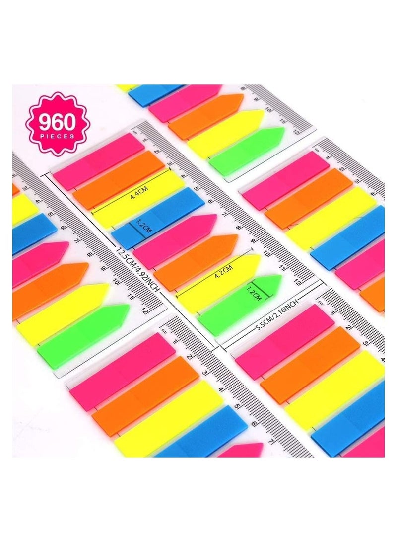 Generic 960 Pcs Flags Index Tabs Sticky Notes Writable Labels Page Markers Bookmarks Text Highlighter Strips Sticky Flag Index Sticker with 12 cm Measurement for Office School Home 8 Colors  - Image 2